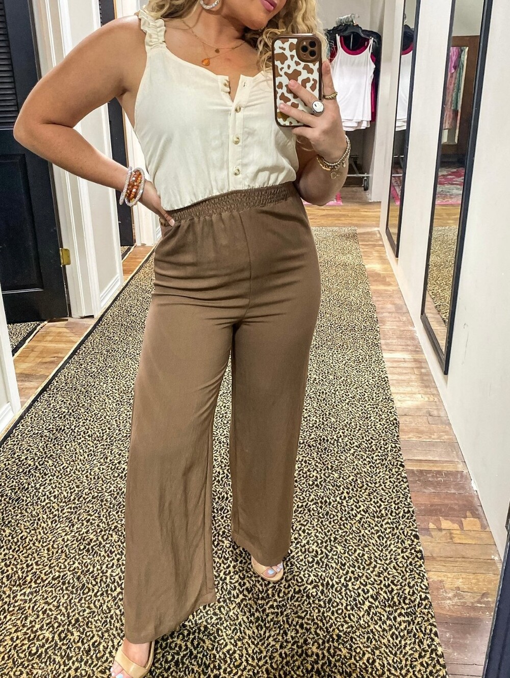Blu Pepper Two Tone Ruffle Strap Wide Leg Jumpsuit Size Small